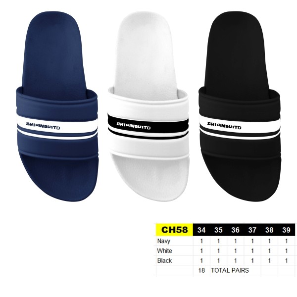 CH58 - Claquettes Juniors - du 34 au 39 - 3 couleurs - 18 paires